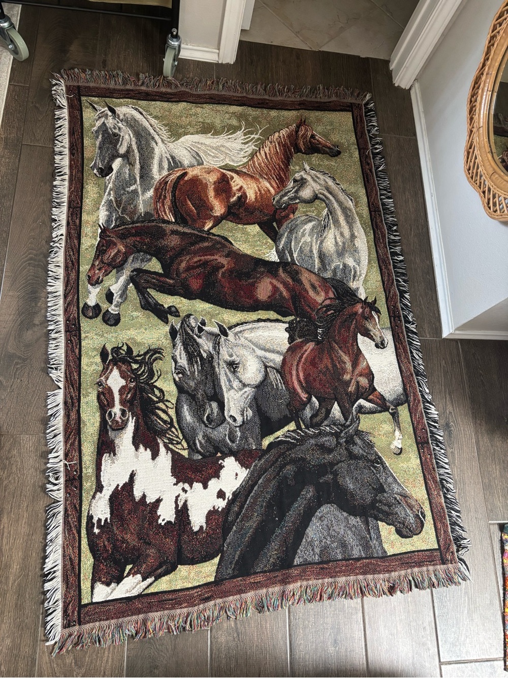 MOHAWK HOME / HORSE GIRL BLANKET FARM ANIMAL COUNTRY COUNTRYSIDE THROW DECOR